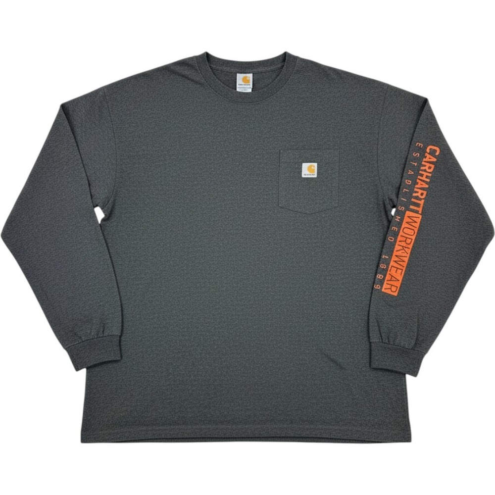 Carhartt Original Fit Shirt Mens 3XL Big Gray Long Sleeve Graphic Logo Workwear